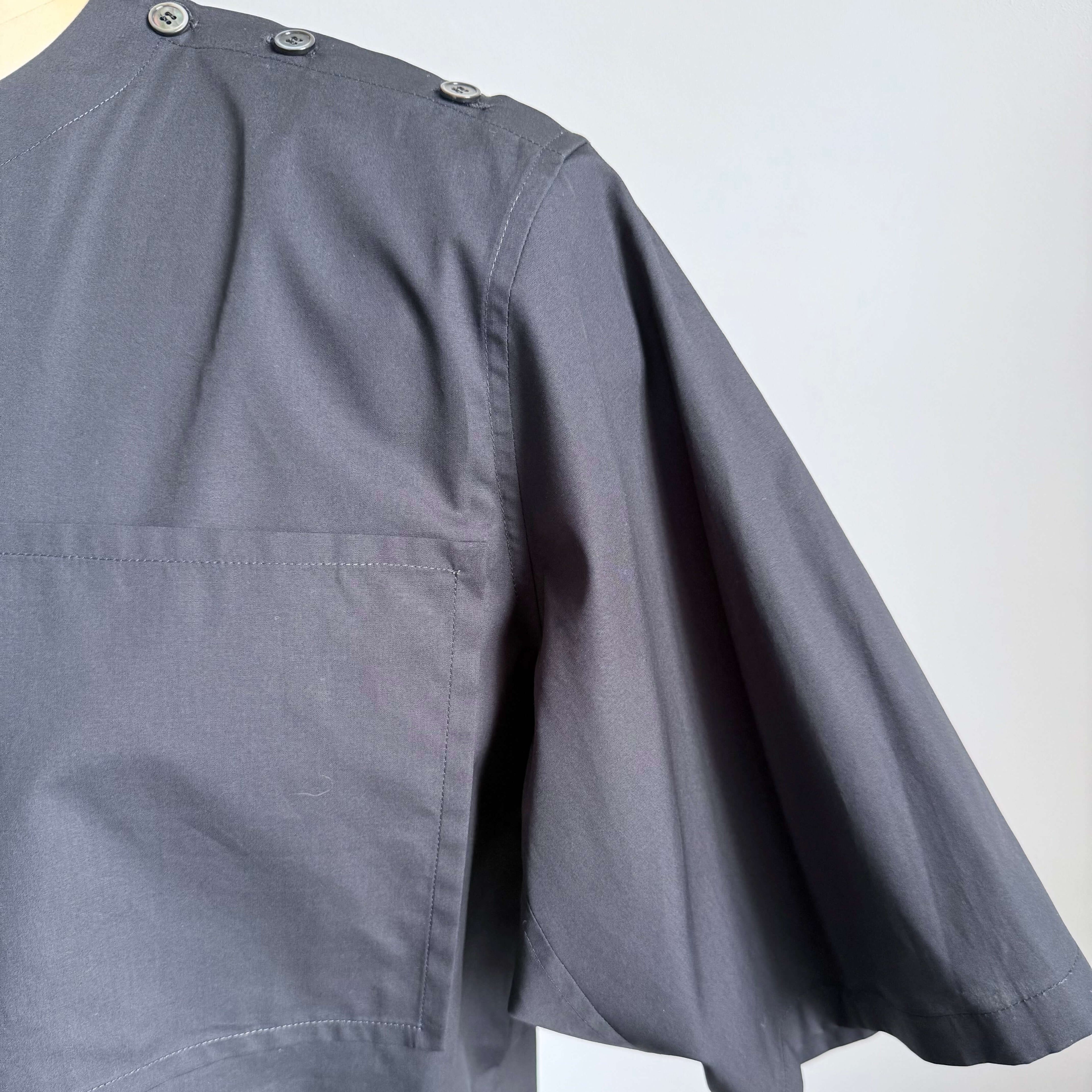 Navy Aries Button T-Shirt — shoulder button detail