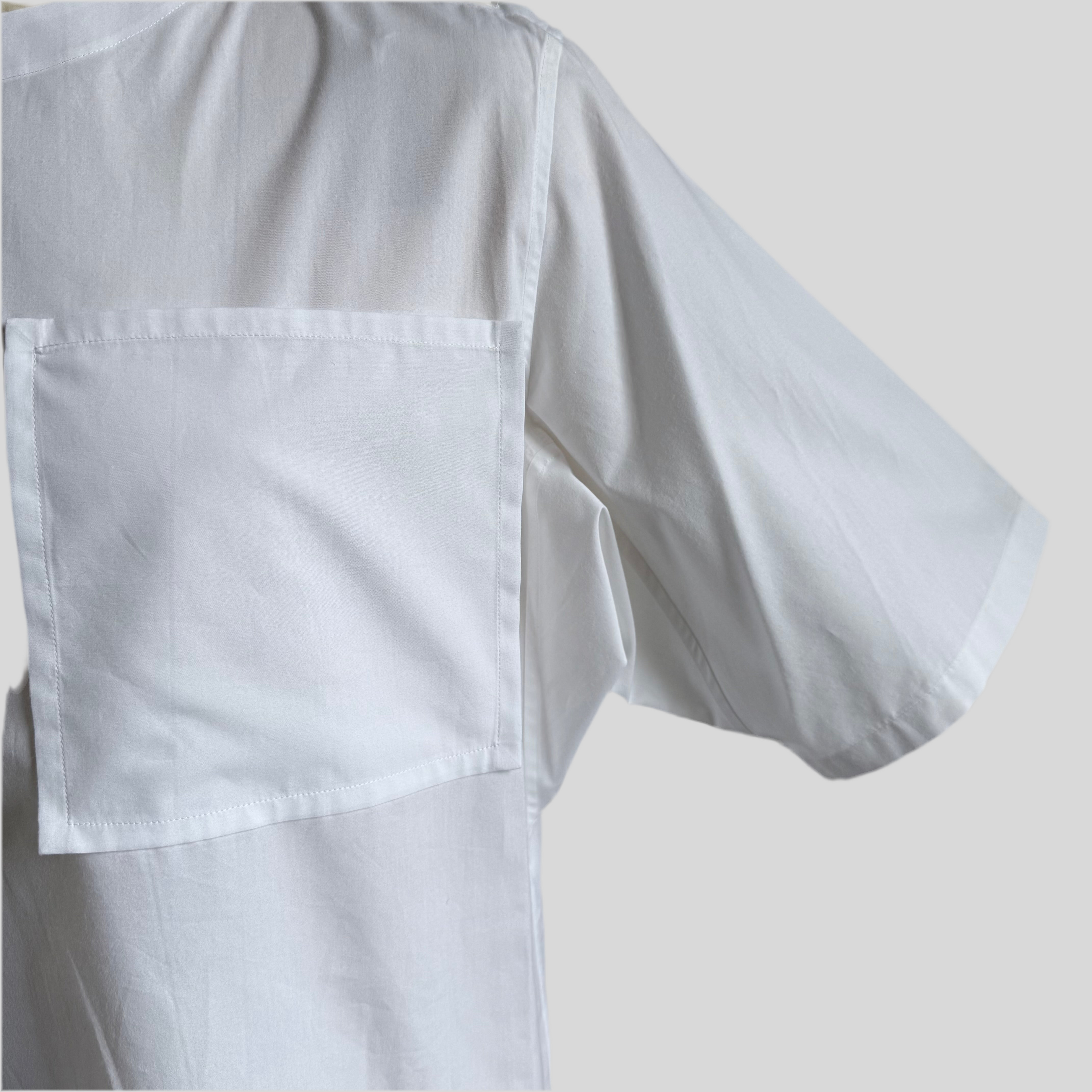 White Aries Button T-Shirt — chest pocket detail