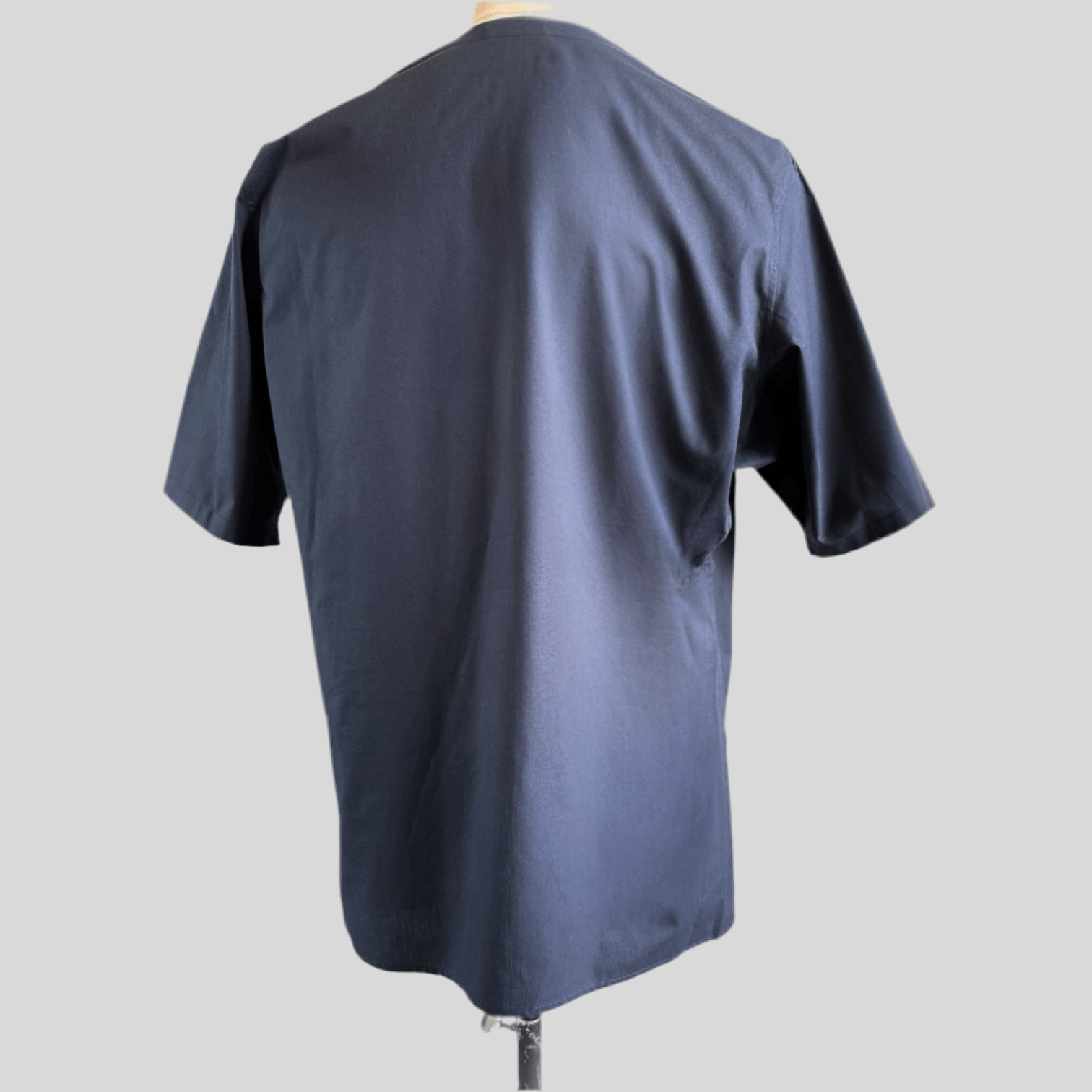 Navy Aries Button T-Shirt — back view on mannequin