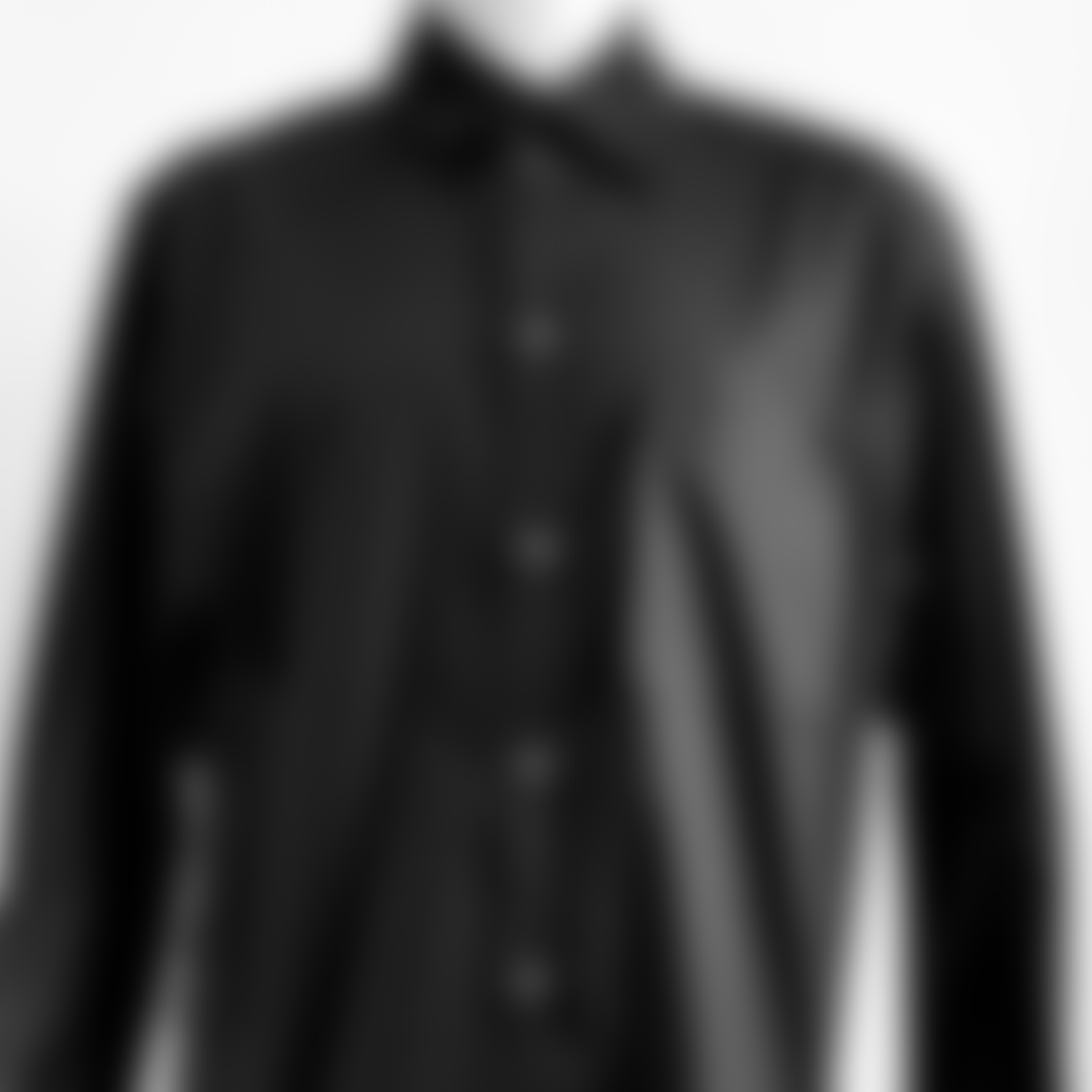 Black long-sleeve shirt with  button front on a mannequin.