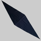 Navy poplin Arrombo Scarf flat lay showing elongated diamond cut and centre seam