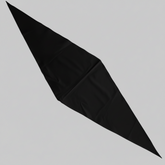 Black poplin Arrombo Scarf flat laid showing tapered elongated shape and centre seam