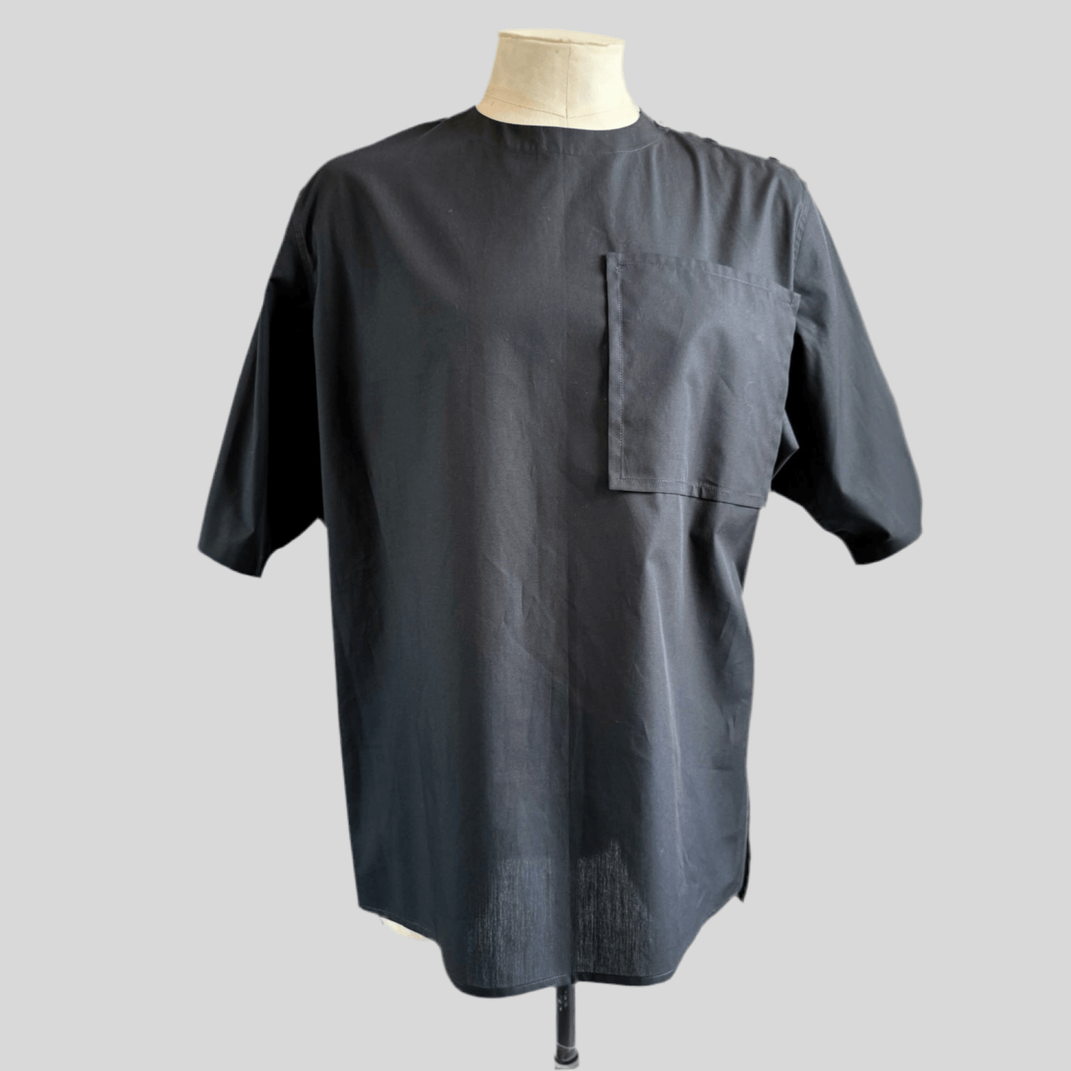 Black Aries Button T-Shirt — front view on mannequin
