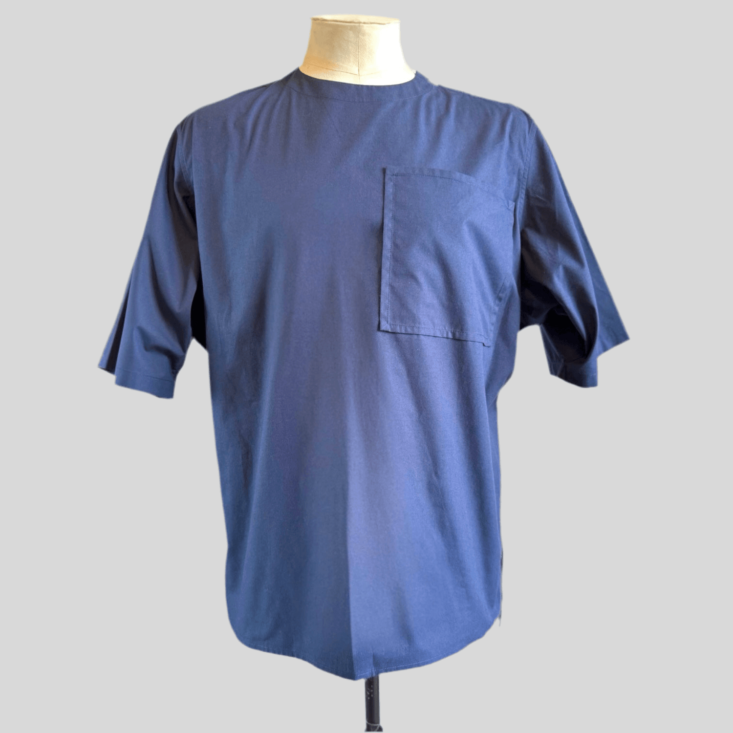 Navy Aries Button T-Shirt — front view on mannequin
