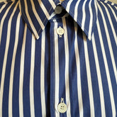 Aries Stripe Long-Sleeve Shirt — point collar and button placket detail