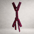 Red tartan quilted PINTO HERVIA Y-Vector harness with padded construction and polished metal hardware.