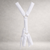 White poplin quilted PINTO HERVIA Y-Vector harness with padded construction and polished metal hardware.