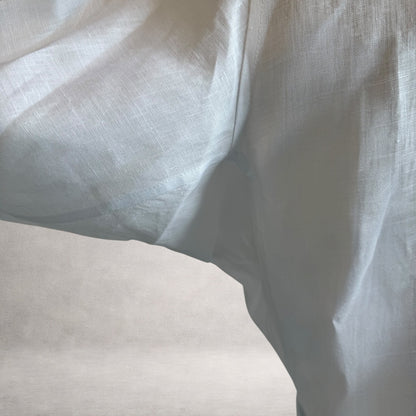 White Aries 2 short sleeve shirt in linen, underarm detail  view, made in England