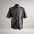 Black Aries 2 short sleeve shirt in cotton poplin, front view, made in England.