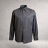 Black Aries 3 long sleeve evening shirt in cotton poplin, front view, made in England