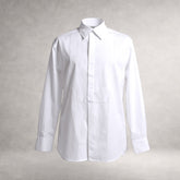 White Aries 3 long sleeve evening shirt in cotton poplin, front view, made in England