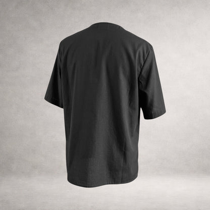 Black Aries 4 short sleeve shirt in cotton poplin, back view, made in England