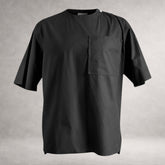 Black Aries 4 short sleeve shirt in cotton poplin, back view, made in England