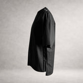 Black Aries 4 short sleeve shirt in cotton poplin, side  view, made in England