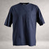 Navy Aries 4 short sleeve shirt in cotton poplin, back view, made in England