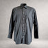 Black Aries 6 long sleeve shirt in cotton poplin, front view, made in England
