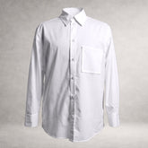White Aries 6 long sleeve shirt in cotton poplin, front view, made in England