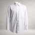 White Aries 6 long sleeve shirt in cotton poplin, front view, made in England