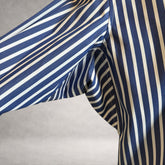 Blue striped Aries  1 long sleeve shirt in cotton poplin, underarm detail  view, made in England