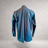 Navy Aries long sleeve shirt in cotton poplin, back view, made in England