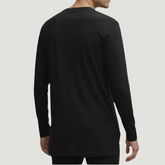 Black Atlas long sleeve top in jersey cotton, back view, made in England